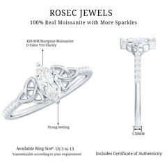 Marquise Cut Moissanite Celtic Knot Engagement Ring