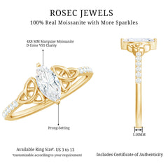Marquise Cut Moissanite Celtic Knot Engagement Ring