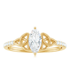 Marquise Cut Moissanite Celtic Knot Engagement Ring