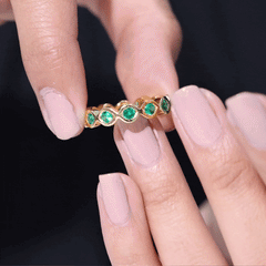 Certified Lab Grown Emerald Infinity Twisted Eternity Ring