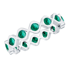 Certified Lab Grown Emerald Infinity Twisted Eternity Ring