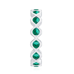 Certified Lab Grown Emerald Infinity Twisted Eternity Ring