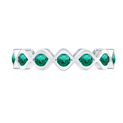 Certified Lab Grown Emerald Infinity Twisted Eternity Ring