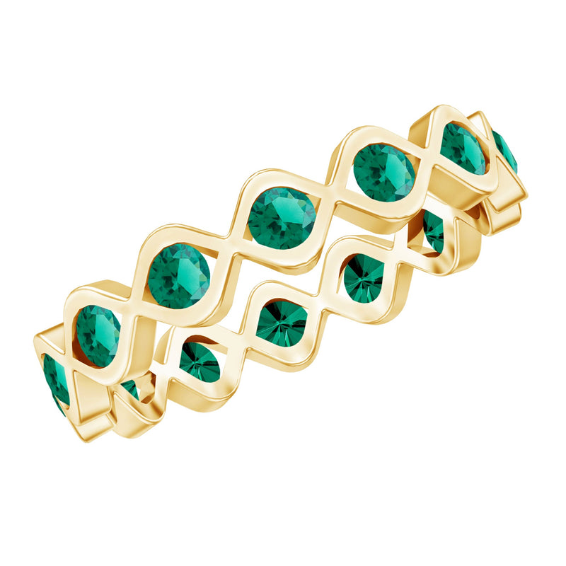Certified Lab Grown Emerald Infinity Twisted Eternity Ring