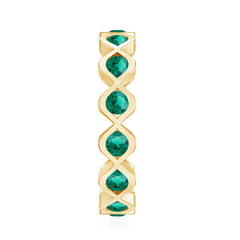 Certified Lab Grown Emerald Infinity Twisted Eternity Ring