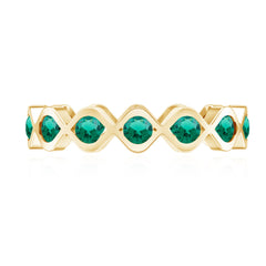 Certified Lab Grown Emerald Infinity Twisted Eternity Ring