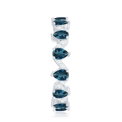 Pear Shape London Blue Topaz and Diamond Full Eternity Band
