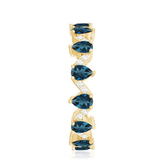 Pear Shape London Blue Topaz and Diamond Full Eternity Band