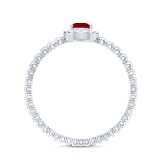 Natural Ruby Diamond Promise Ring with Bubble Shank