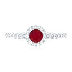 Natural Ruby Diamond Promise Ring with Bubble Shank