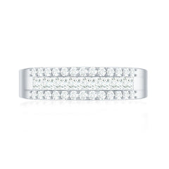 Certified Moissanite 3 Row Wedding Band for Men