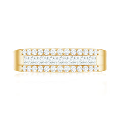 Certified Moissanite 3 Row Wedding Band for Men