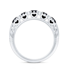 Vintage Inspired Black Onyx 5 Stone Anniversary Ring with Certificate