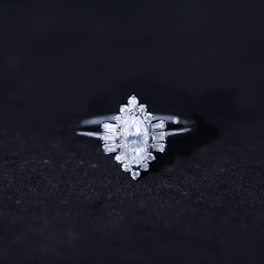 Marquise Cut Moissanite Antique Style Engagement Ring with Halo