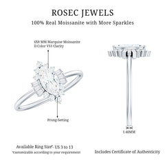Marquise Cut Moissanite Antique Style Engagement Ring with Halo