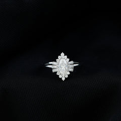 Marquise Cut Moissanite Antique Style Engagement Ring with Halo
