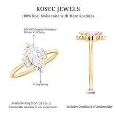 Marquise Cut Moissanite Antique Style Engagement Ring with Halo