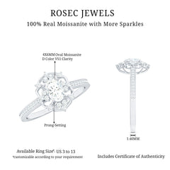 Vintage Inspired Moissanite Flower Engagement Ring
