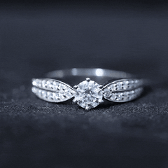 Elegant Round Moissanite Engagement Ring with Side Stones