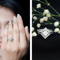Certified Moissanite Princess Cut Wedding Ring Set for Women
