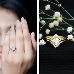 Certified Moissanite Princess Cut Wedding Ring Set for Women