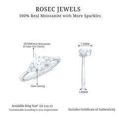 Brilliant Cut Moissanite Trio Engagement Ring For Women