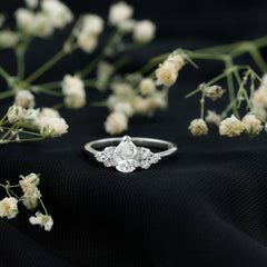 Brilliant Cut Moissanite Trio Engagement Ring For Women