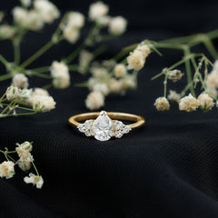 Brilliant Cut Moissanite Trio Engagement Ring For Women