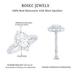 Vintage Style Oval Shaped Moissanite Halo Engagement Ring