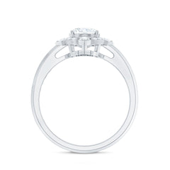 Vintage Style Oval Shaped Moissanite Halo Engagement Ring