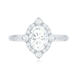 Vintage Style Oval Shaped Moissanite Halo Engagement Ring