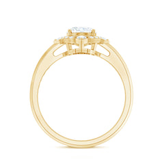 Vintage Style Oval Shaped Moissanite Halo Engagement Ring
