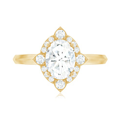 Vintage Style Oval Shaped Moissanite Halo Engagement Ring