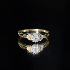Certified Moissanite Flower Engagement Ring with Split Shank