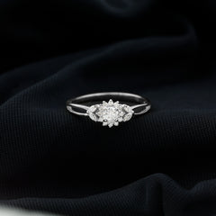 Certified Moissanite Flower Engagement Ring with Split Shank
