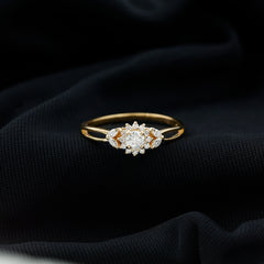 Certified Moissanite Flower Engagement Ring with Split Shank
