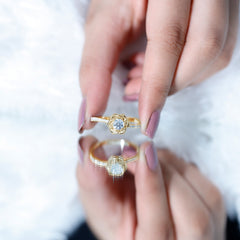 Certified Moissanite Rose Flower Engagement Ring