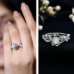 Certified Flower Inspired Moissanite Engagement Ring For Women