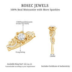 Certified Flower Inspired Moissanite Engagement Ring For Women