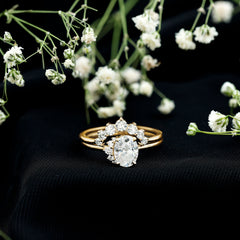 2 CT Oval Cut Moissanite Halo Wedding Ring Set With Certificate