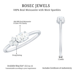 Oval and Round Moissanite Promise Ring for Her