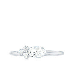 Oval and Round Moissanite Promise Ring for Her