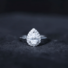 1 CT Brilliant Cut Moissanite Teardrop Engagement Ring