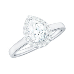 1 CT Brilliant Cut Moissanite Teardrop Engagement Ring