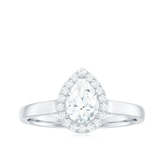 1 CT Brilliant Cut Moissanite Teardrop Engagement Ring