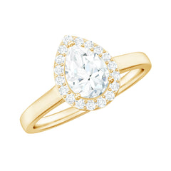 1 CT Brilliant Cut Moissanite Teardrop Engagement Ring