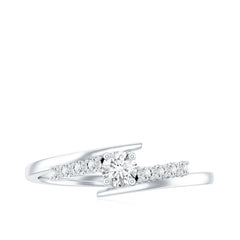 Round Cut Moissanite Promise Ring with Bypass Shank