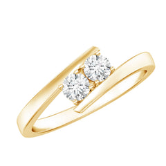 Certified Two Stone Moissanite Commitment Ring For Her
