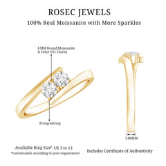 Certified Two Stone Moissanite Commitment Ring For Her
