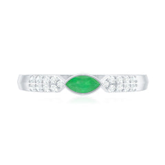 East West Set Marquise Emerald and Diamond Promise Ring